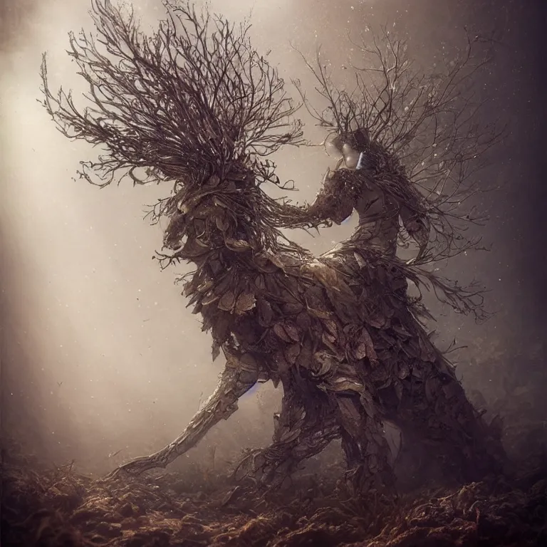 Prompt: dusty, underwater,!! bokeh, old tintype, realistic armoured tree made of leaves, dramatic light, dystopian environment, intricate, elegant, highly detailed, headdress, artstation, sharp focus, artgerm, tomasz alen kopera, peter mohrbacher, donato giancola, boris vallejo, frank frazetta