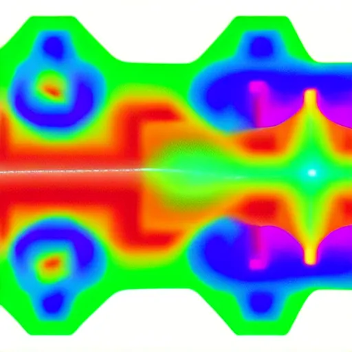 Image similar to a Fluid Simulation of a space shuttle, large eddies, Colourful, CFD , Multiphase flow, hexagonal mesh