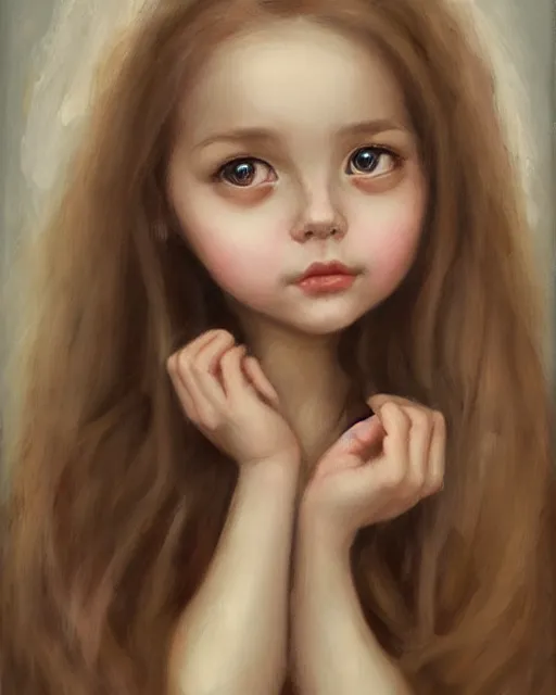 Image similar to portrait of a cute girl painted by Nicoletta Ceccoli, detailed, award winning, digital painting, artstation, concept art, smooth, sharp focus, illustration,