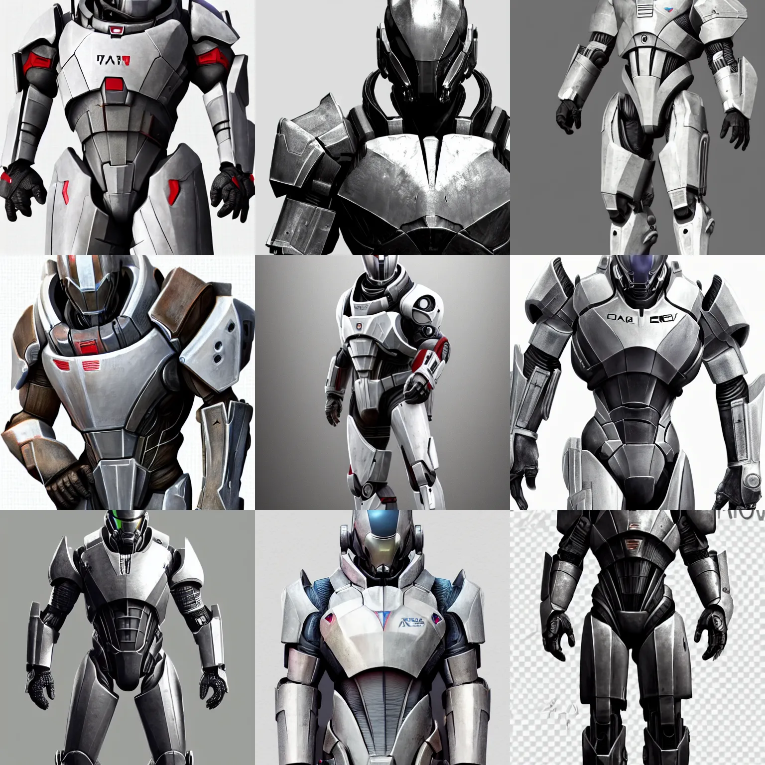 Prompt: ultra realistic, beautiful, concept art, layout, engineering, design, schematics, game assets, highly realistic, high detail, lifelike, sharp focus, form fitting power armor for men and women, mass effect, destiny, deus ex, intricate, elegant, artstation, on a stark white background H 960 W 480