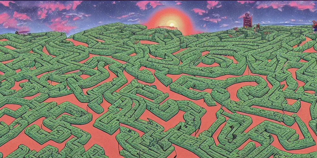 Image similar to the grand landscape of the endless maze, art by kotaro chiba