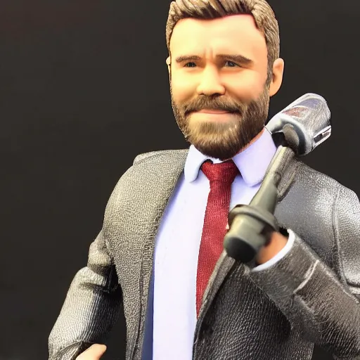 Image similar to gary barlow action figure, figurine, product photo, realistic