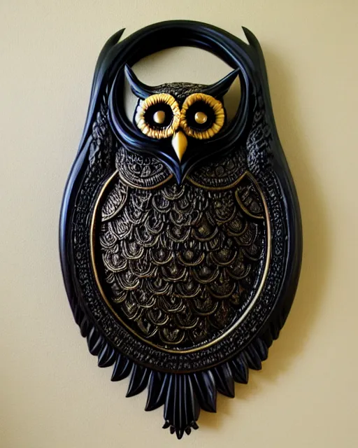 Prompt: royal ornate black ebony realistic detailed owl sanctuary stronghold fortess with golden filigree carved out of ivory