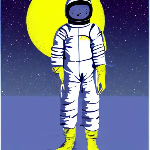 Prompt: A lonely girl lost in space wearing a space suit, sad emotional digital art