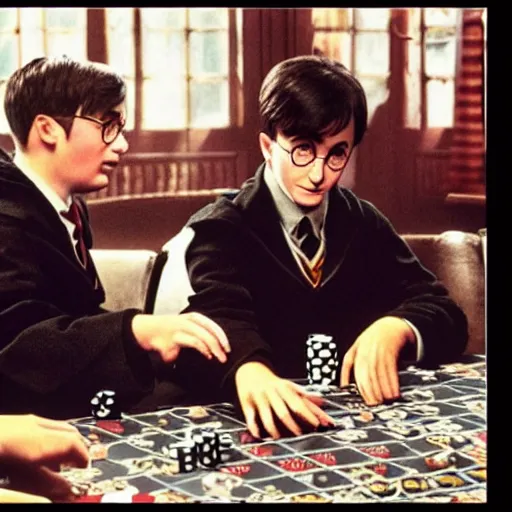 Image similar to harry potter and adolf hitler playing poker