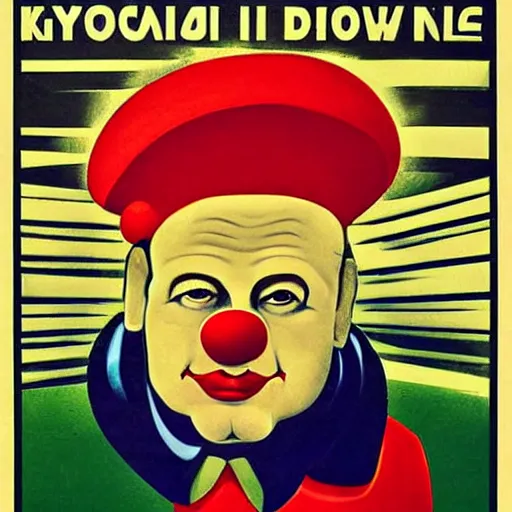 Image similar to communist clown portrait, soviet propaganda style, poster, xi