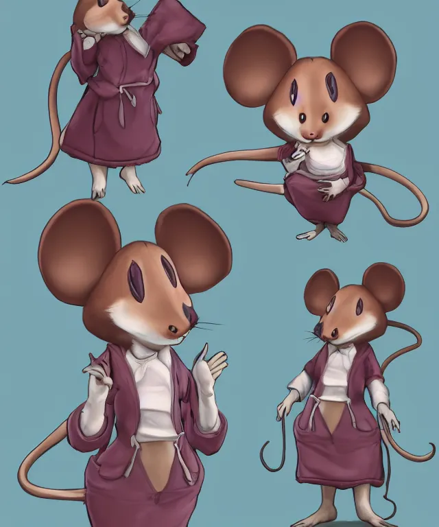 Prompt: the selfless female anthropomorphic mouse midwife. her wardrobe is complicated in the style of slice of life anime in the style of anti - art trending on artstation deviantart pinterest photorealistic hd 8 k highlights and shadow detailed high resolution