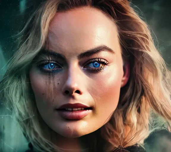 Image similar to Double exposure of margot robbie with nature, highly detailed, trending on artstation