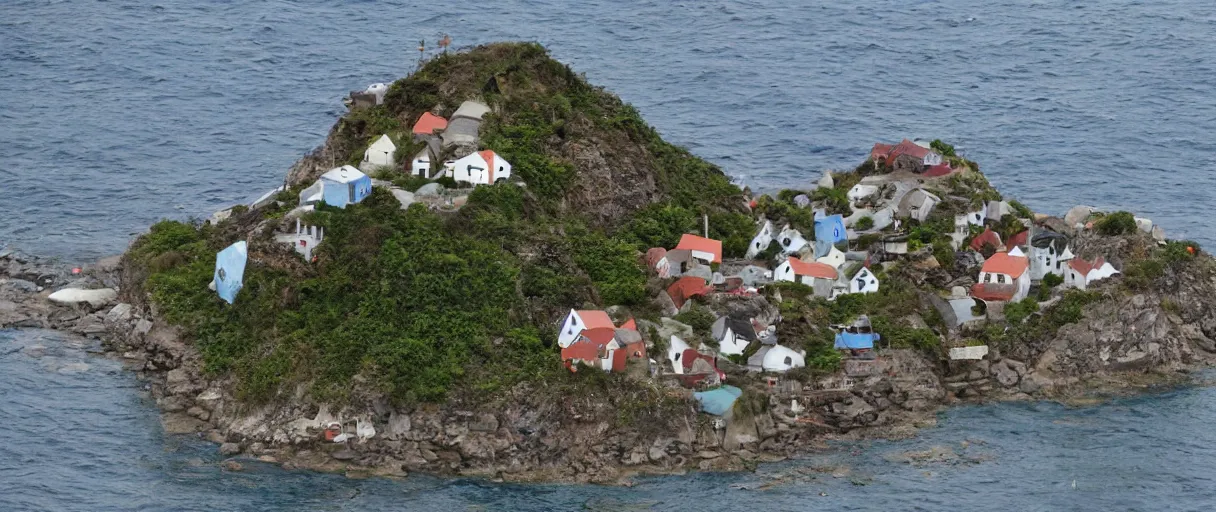 Image similar to tiny village at the bottom of the ocean