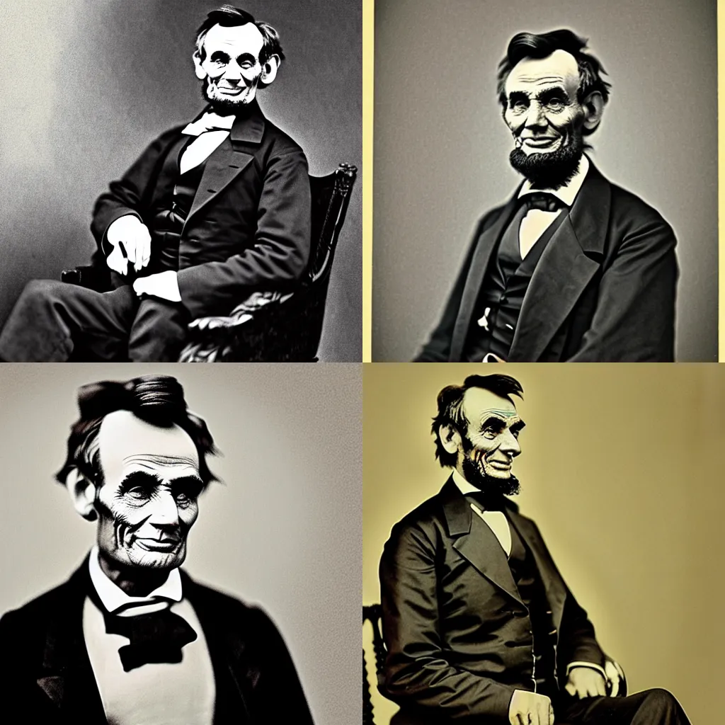 Prompt: Abraham Lincoln laughing