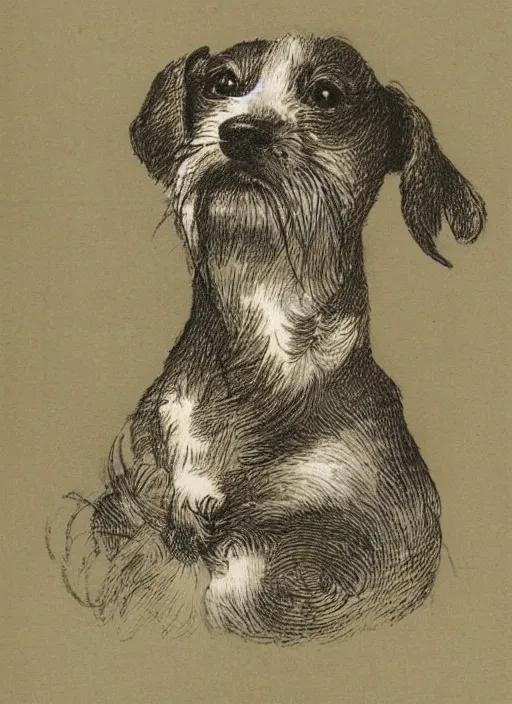 Image similar to candid portrait of jack russel dog sad mouth open, night sky, highly detailed, side view, illustrated by peggy fortnum and beatrix potter and sir john tenniel