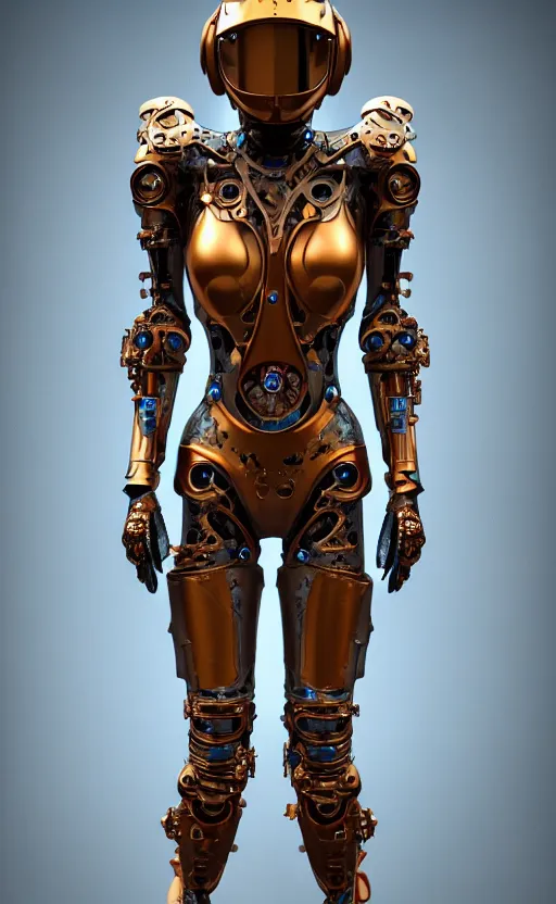 Prompt: ornate beautiful hourglass feminine rusted cyborg in full body skin space suit, helmet, concept art, joshua rife, photoshoot, intricate, highlydetailed, space background, artstation 4 k raytracing, shadows, highlights, illumination