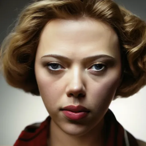 Image similar to close - up portrait of seductive scarlett johannson by chris ware