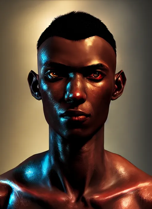 Prompt: An epic fantasy comic book style portrait painting of a skinny dark skinned thief who's good at martial arts, unreal 5, DAZ, hyperrealistic, octane render, cosplay, RPG portrait, dynamic lighting