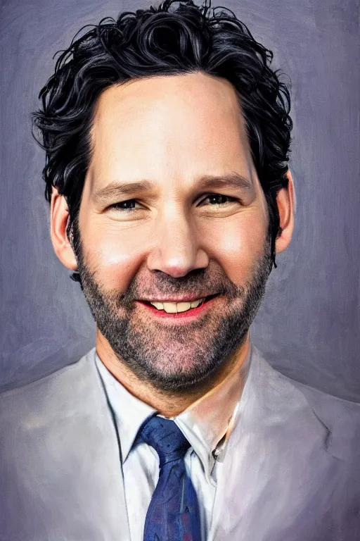 Image similar to Paul Rudd as a simpson oil on canvas, intricate, portrait, 8k highly professionally detailed, HDR, CGsociety