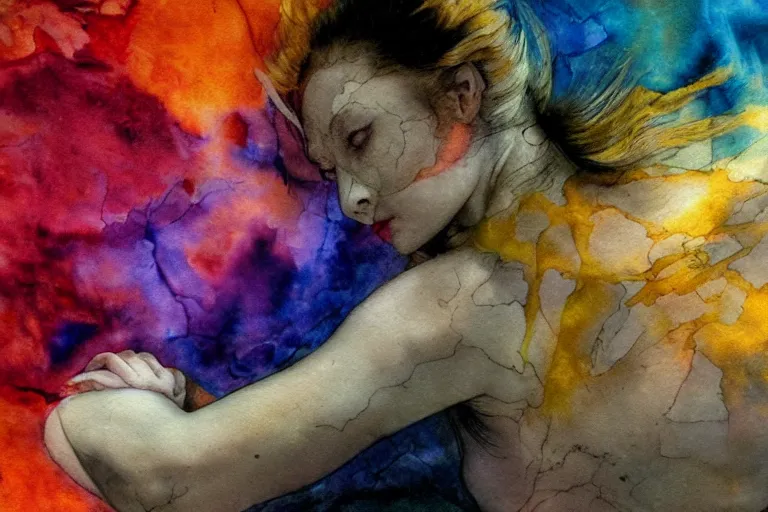 Image similar to the energy of dreams, 8 k resolution, beautiful, dark ambient, neoplasticism art, marvel comics dslr hdr, art by artemisia gentileschi, water color