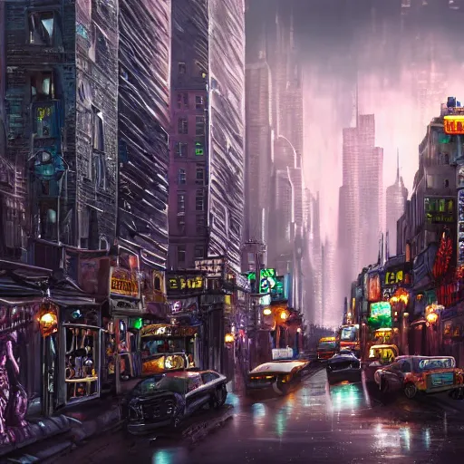 Prompt: a gritty cityscape made of gemstones, matte art, 4k