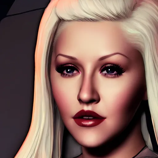 Prompt: christina aguilera portrait, borderlands, tales from the borderlands, the wolf among us, comic, cinematic lighting, studio quality, 8 k