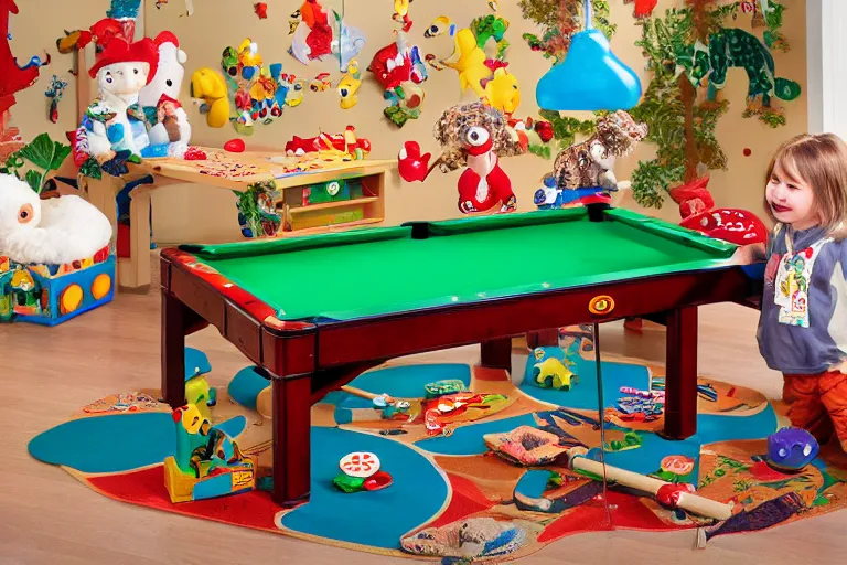 Image similar to fisher price pool table snowy jungle, 85mm