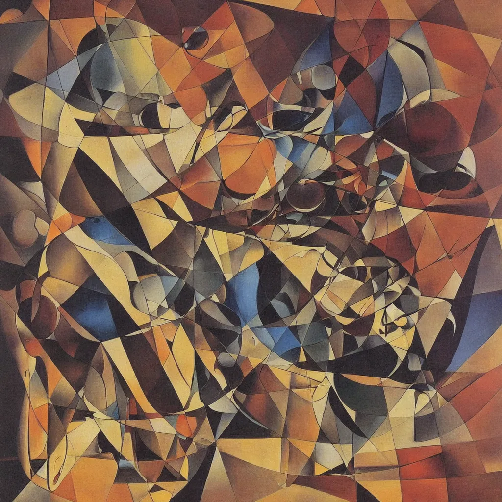 Image similar to geometic painting, dali