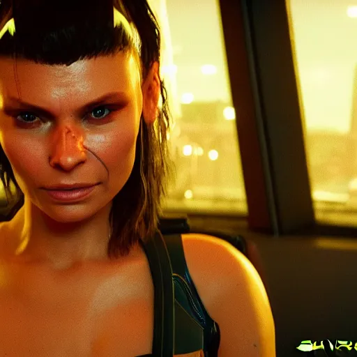 Image similar to myanna buring in cyberpunk 2 0 7 7, unreal engine 5 4 k, hyperdetailed photorealism