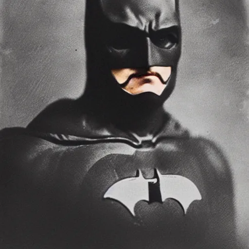 Prompt: “civil war photograph of Batman.sepia.daguerreotype”