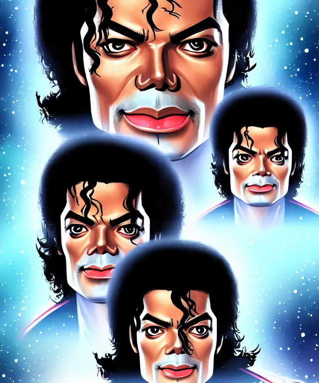 Prompt: fantasy comic style portrait of ( michael jackson ) as a starfleet officer, digital illustration by ken taylor and sana takeda, hd, 4 k, intricate, highly detailed!!, character design, cover art, award winning