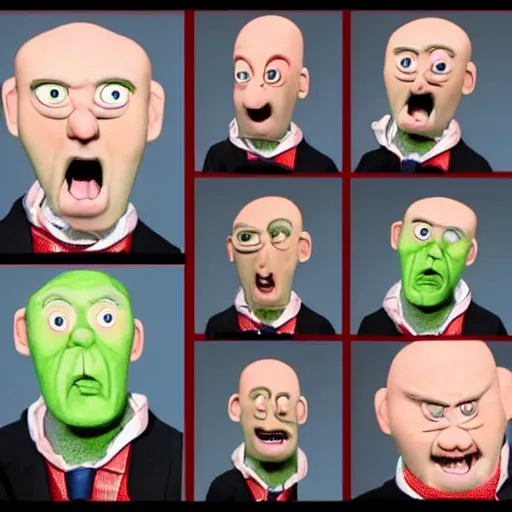 Image similar to harris ford really annoyed, claymation, creepy, weird faces