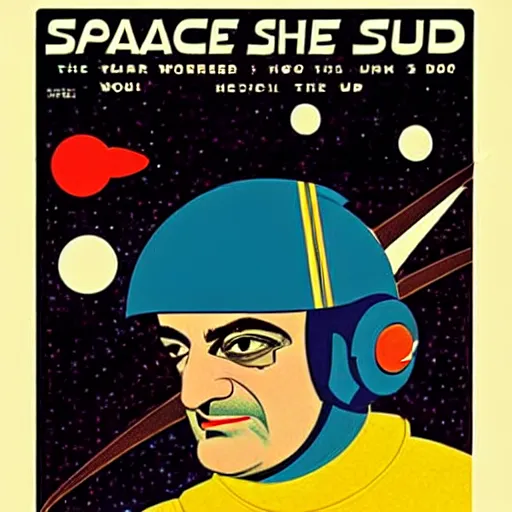 Image similar to legendary space warrior salman rushdie from the year 3 0 0 0, portrait by coles phillips