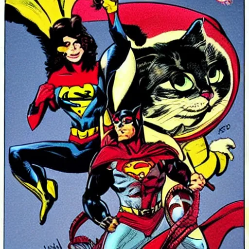 Image similar to a cat in the style of DC Comics