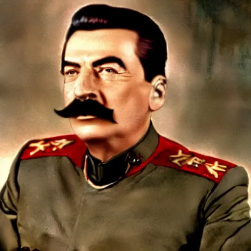 Image similar to A still of Stalin in Star Trek, colour photo