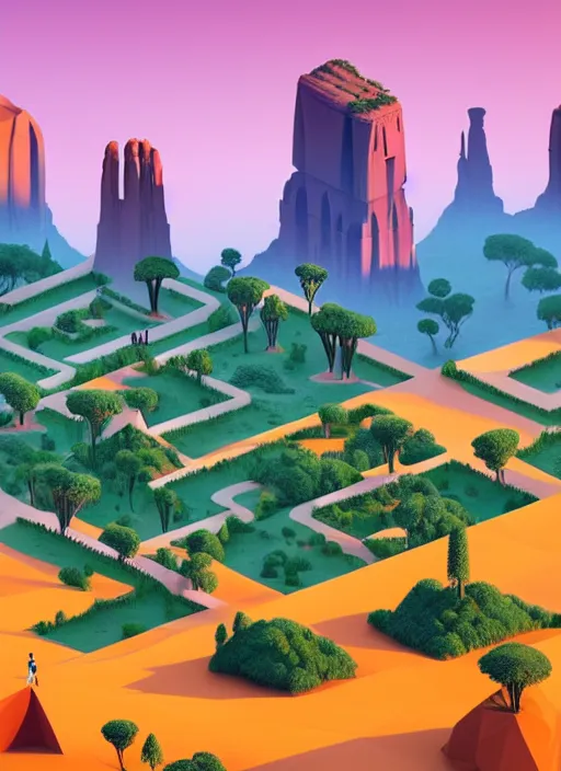 Image similar to a low poly isometric render of madagascar with baobab trees in the style of monument valley, intricate, elegant, smooth shading, soft lighting, illustration, simple, solid shapes, by magali villeneuve, jeremy lipkin and michael garmash, rob rey and kentaro miura style, octane render, zaha hadid, midsommar