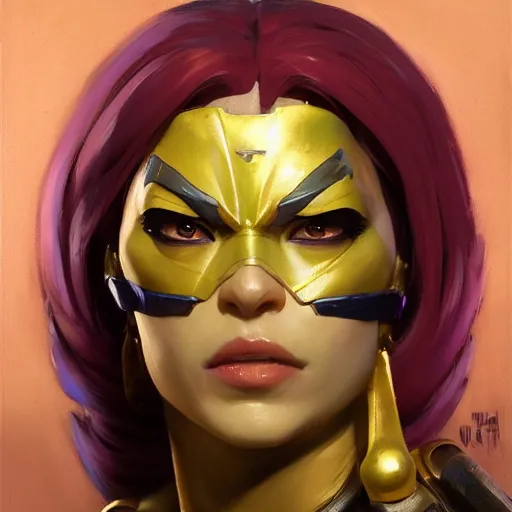 Image similar to greg manchess portrait painting of partially armored menat from street fighter as overwatch character, medium shot, asymmetrical, profile picture, organic painting, sunny day, matte painting, bold shapes, hard edges, street art, trending on artstation, by huang guangjian and gil elvgren and greg rutkowski