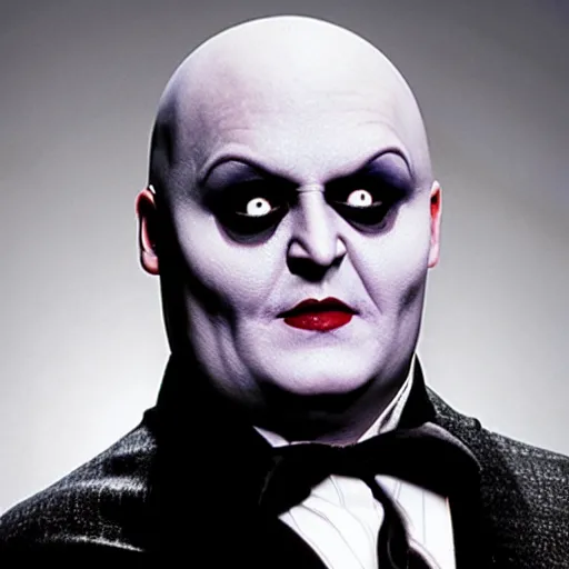 Image similar to johnny depp as fester addams in the addams family