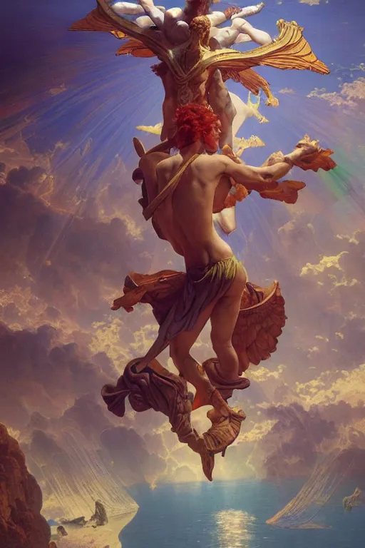 Icarus Fall, 3D art with painting effect, by me : r/mythology