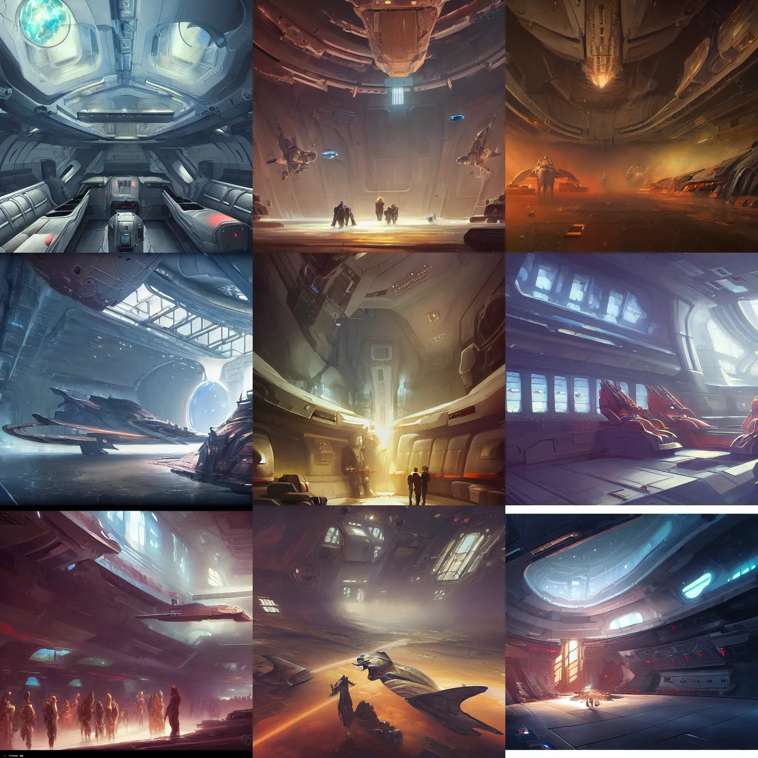 Prompt: A digital painting of a vast spaceship interior by Stanley Artgerm Lau, frank frazetta, Rossdraws, James Jean, gerald brom, Andrei Riabovitchev, Marc Simonetti, and Sakimichan, trending on artstation, SFW version