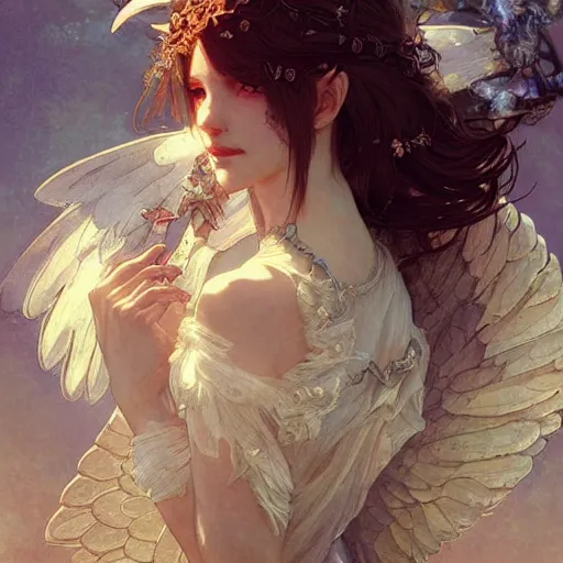 Image similar to beautiful angelic seductive fairy, fantasy, intricate, cinematic lighting, highly detailed, digital painting, artstation, smooth, sharp focus, illustration, art by Akihiko Yoshida, Greg Rutkowski and Alphonse Mucha, by Pixar
