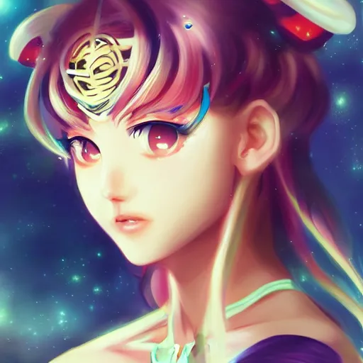 Image similar to Sailor Moon art Portrait, trending on artstation, drawn by WLOP
