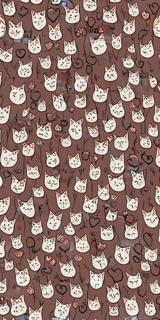 Prompt: seamless pattern of cute cats symmetrical, high coherence, repeating 3 5 mm photography