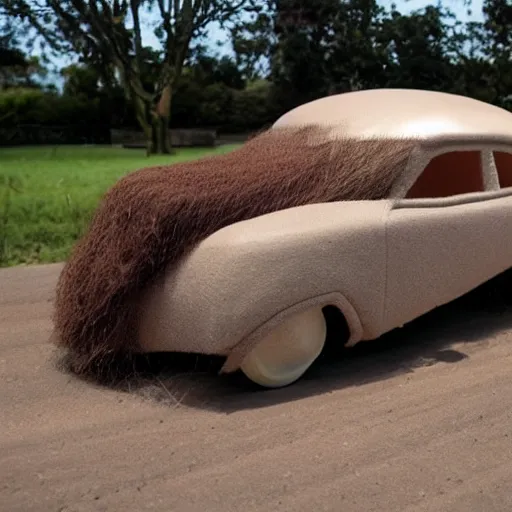 Prompt: a car made out of hair