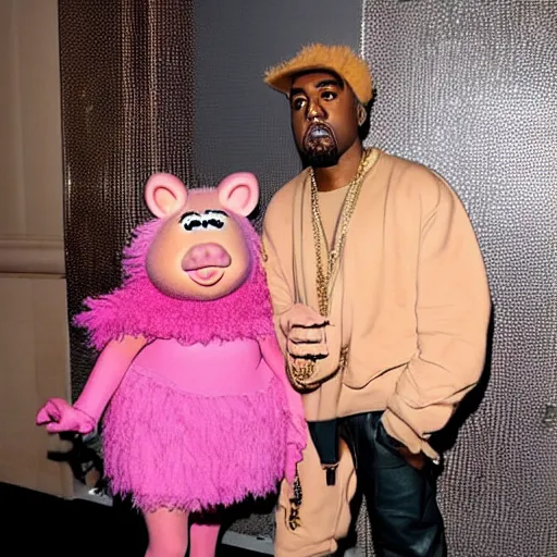 Image similar to kanye west dressed as miss piggy