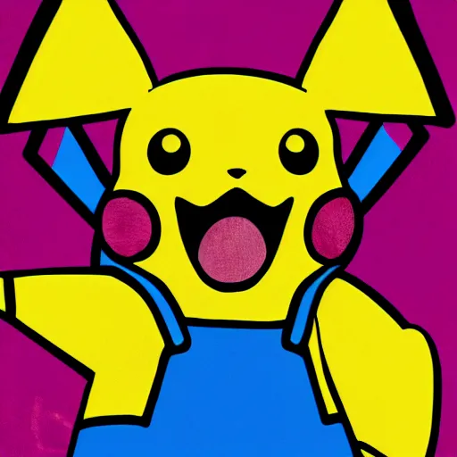 Image similar to pikachu by andi warhol, 4 k, digital painting, bright colors