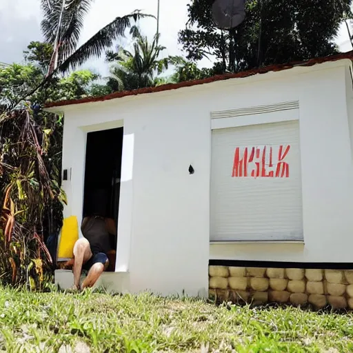 Prompt: elon musk living for rent in a 1 7 square meter house in colombia in unbearable heat, very realistic, ultra detailed, photorealistic