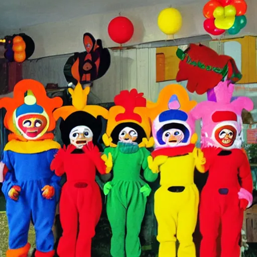 Prompt: Mexican teletubbie Memphis group style