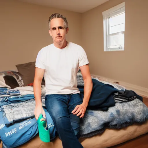 Image similar to jordan peterson cleaning his room, 85mm f/1.3