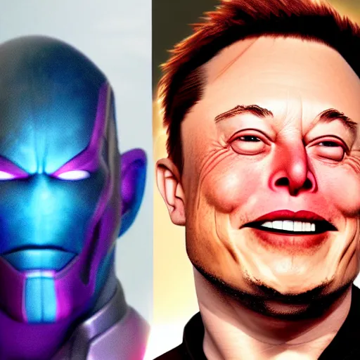 Image similar to elon musk as thanos, the pixar adaptation