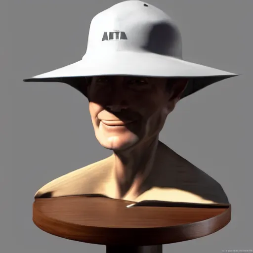 Image similar to just a white boonie hat in a wooden table. by Craig mullins, Steve Purcell, Ralph McQuarrie. Trending on artstation. Centered image