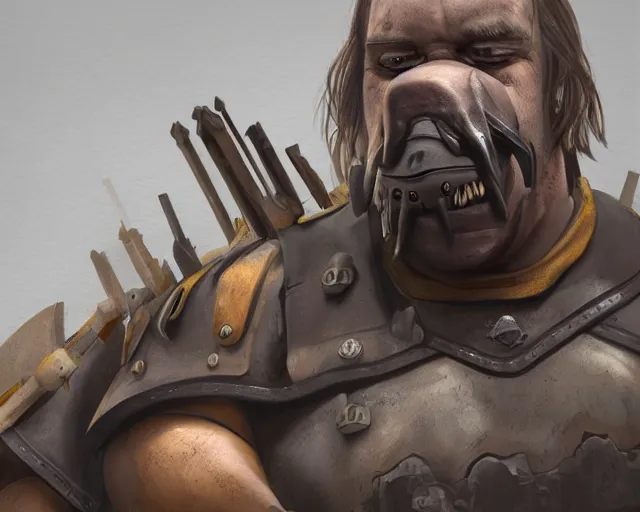 Prompt: homer simpson as sandor clegane, character art, by various concept artists, redshift render, hyperrealistic face, photorealistic render