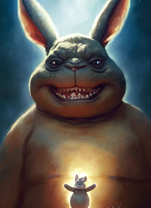 Prompt: hyper realistic, zoomed out portrait of a adorable, cute, happy, big chungus in star wars, by greg rutkowski, scott m fischer, artgerm, loish, anne stokes, alexandros pyromallis