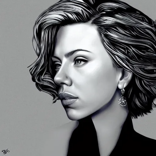 Prompt: portrait of scarlett johansson or emma stone by greg ruthkowski